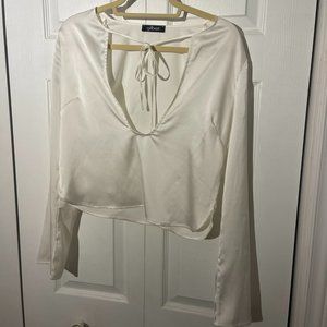 Mendocino Faux Silk Cropped Blouse